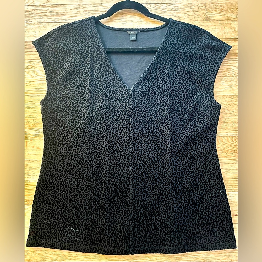 Ann Taylor Leopard Velour Sleeveless Blouse Sz Lg